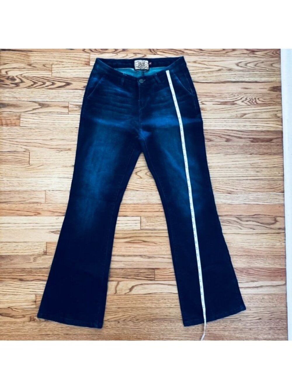 Dear John Jeans Womens 29R Flared Stretch Fit Boot Cut Classic Y2K Dark Wash - Picture 12 of 14